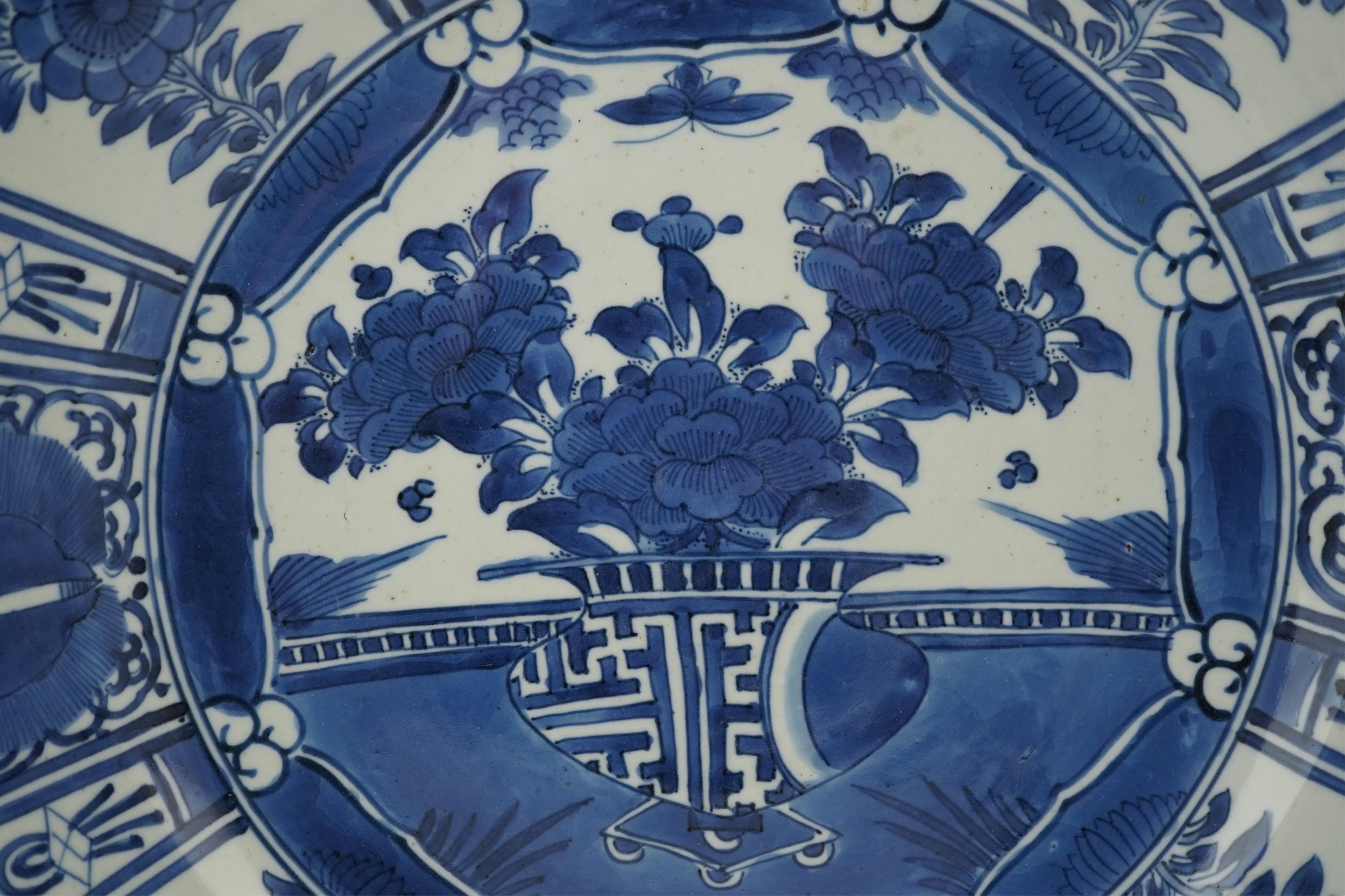 A good Japanese Arita blue and white dish, Genroku period (1688-1704)